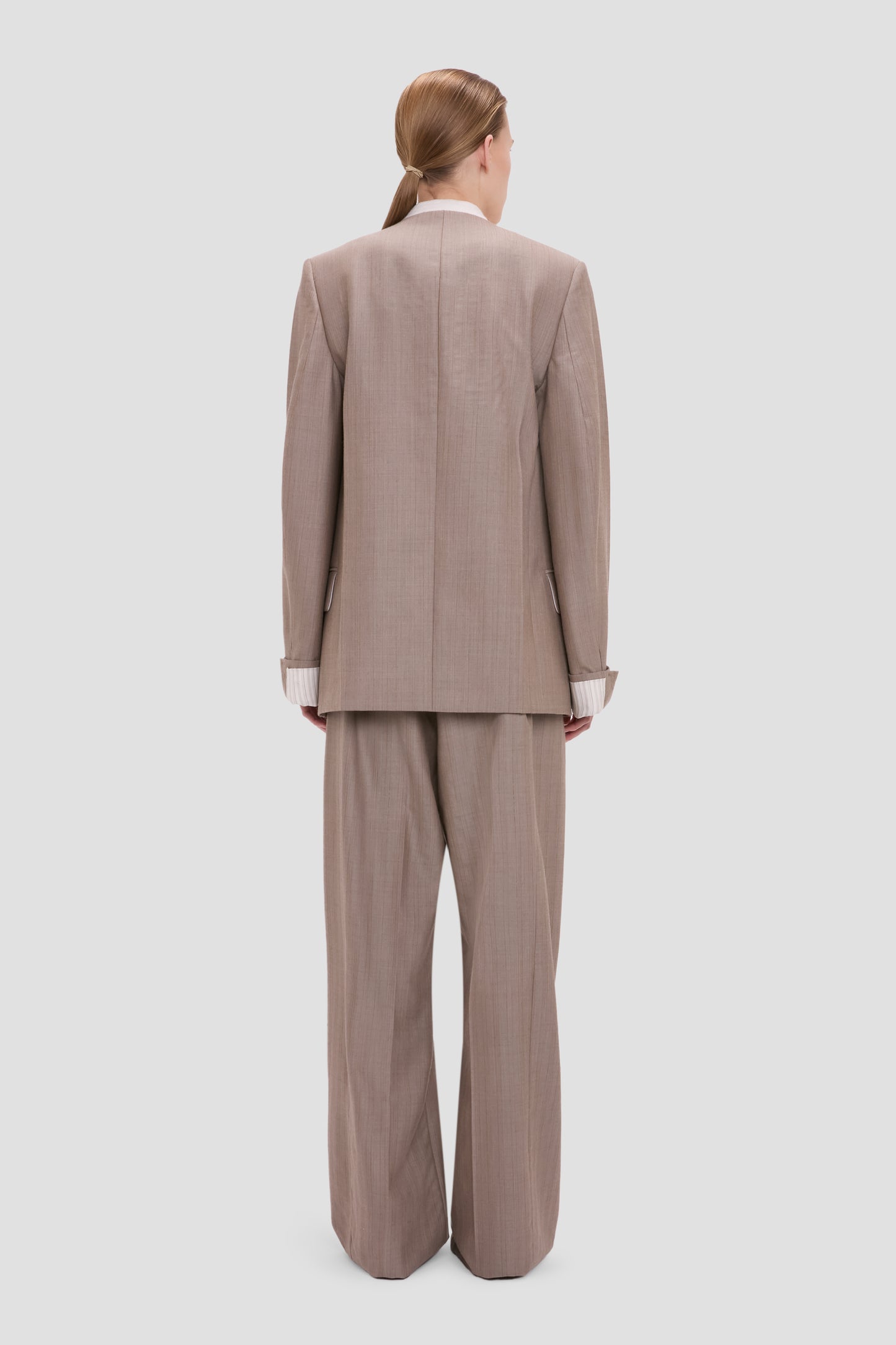 Collarless Jacket In Limestone