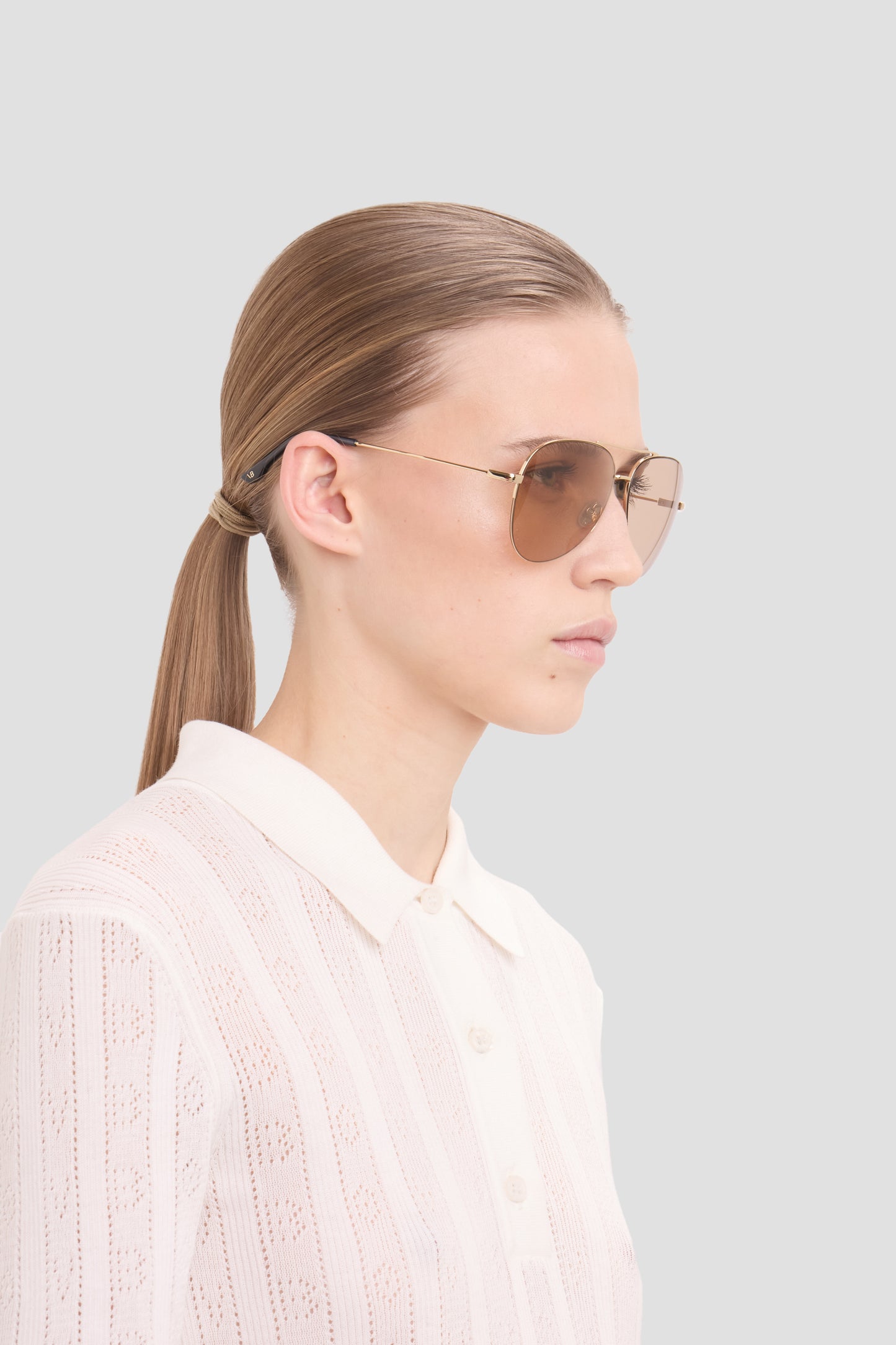 Metal Pilot Sunglass In Gold Blue