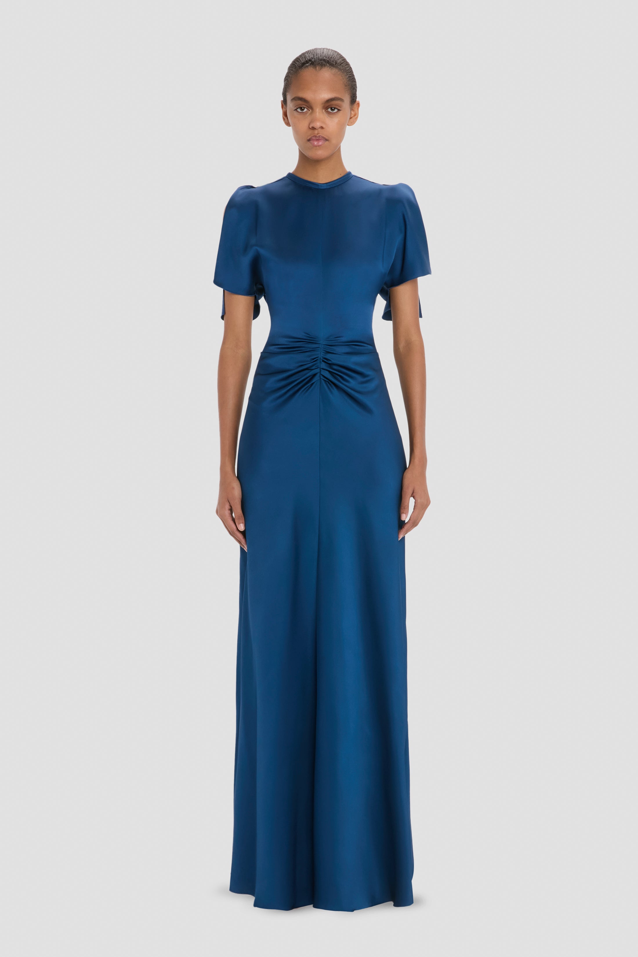 victoria beckham dresses Gathered Waist Midi Dress Victoria Beckham dress featuring pink victoria beckham orange dress celebrating