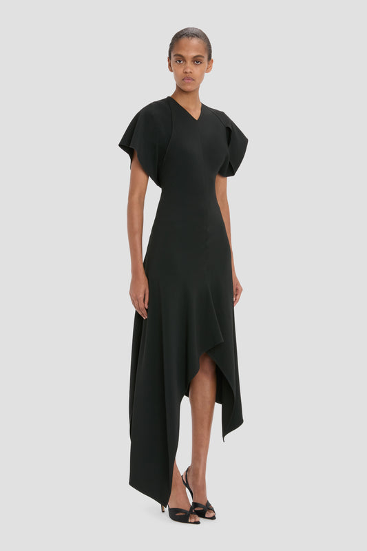 Panelled Dress In Black
