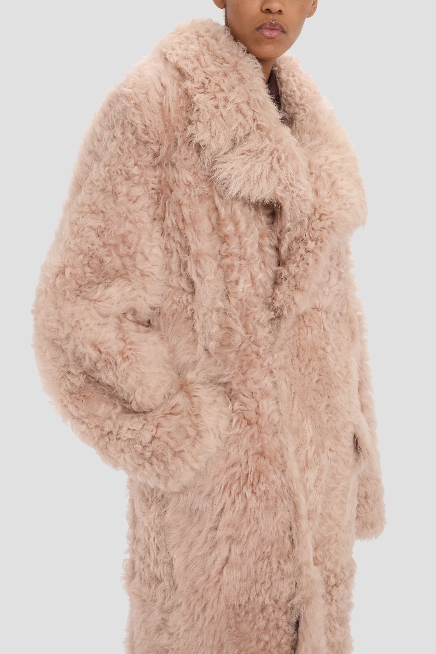 Shearling Coat In Pink