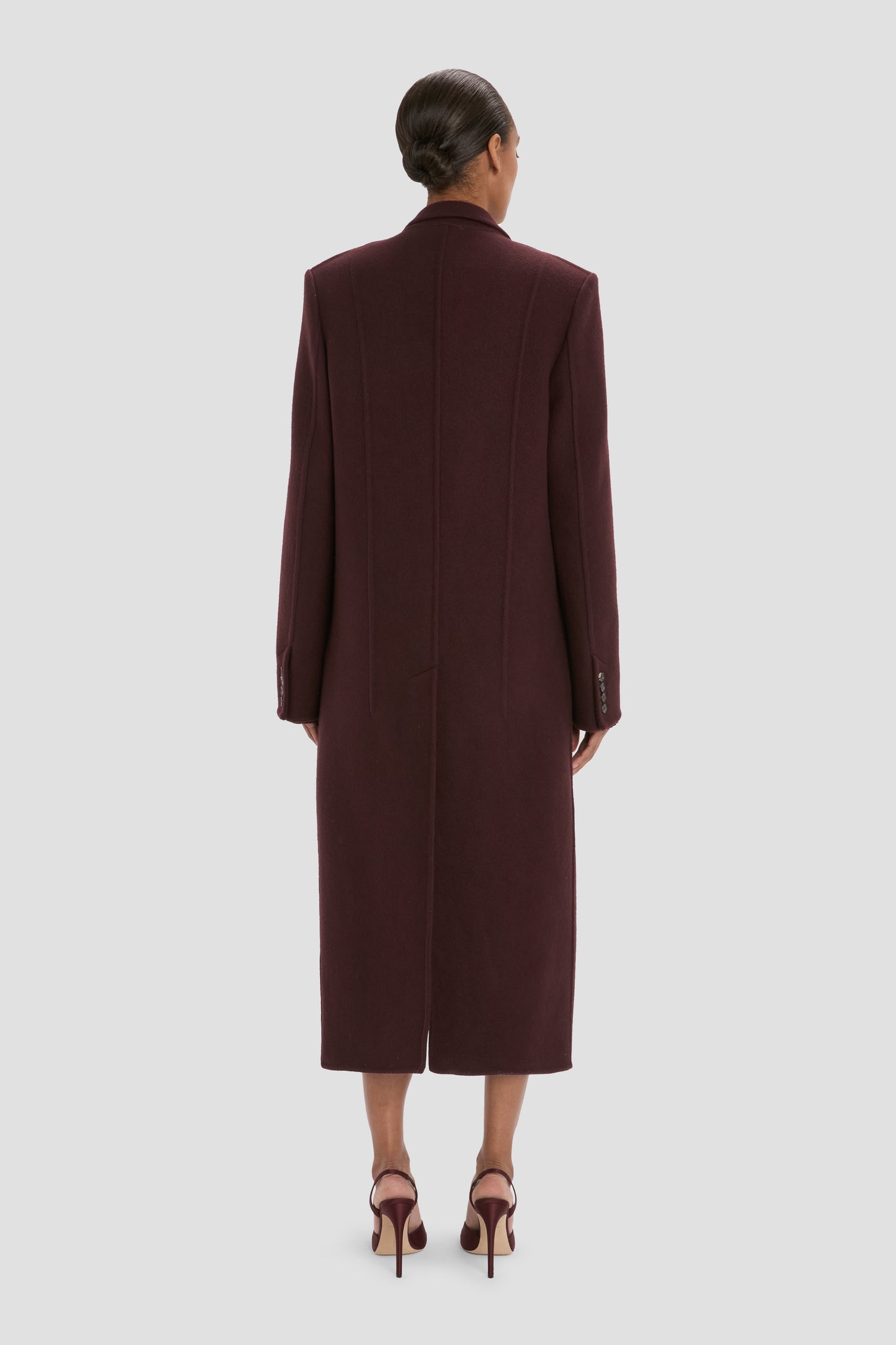 Tailored Coat In Dark Burgundy