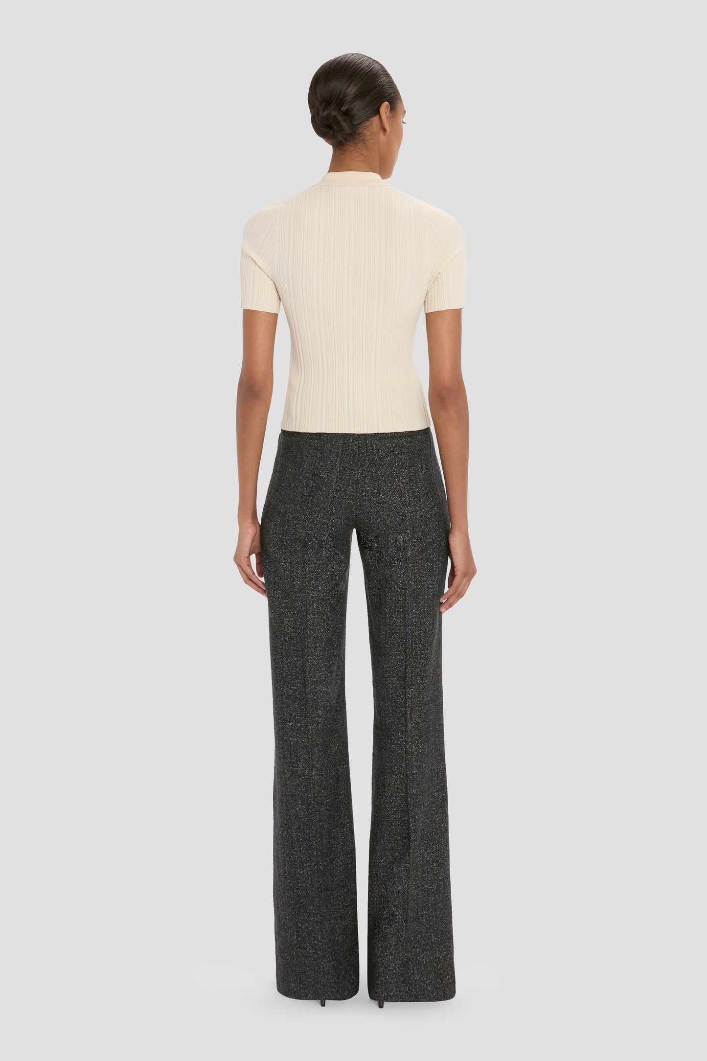 Ribbed Polo Top In Elderflower