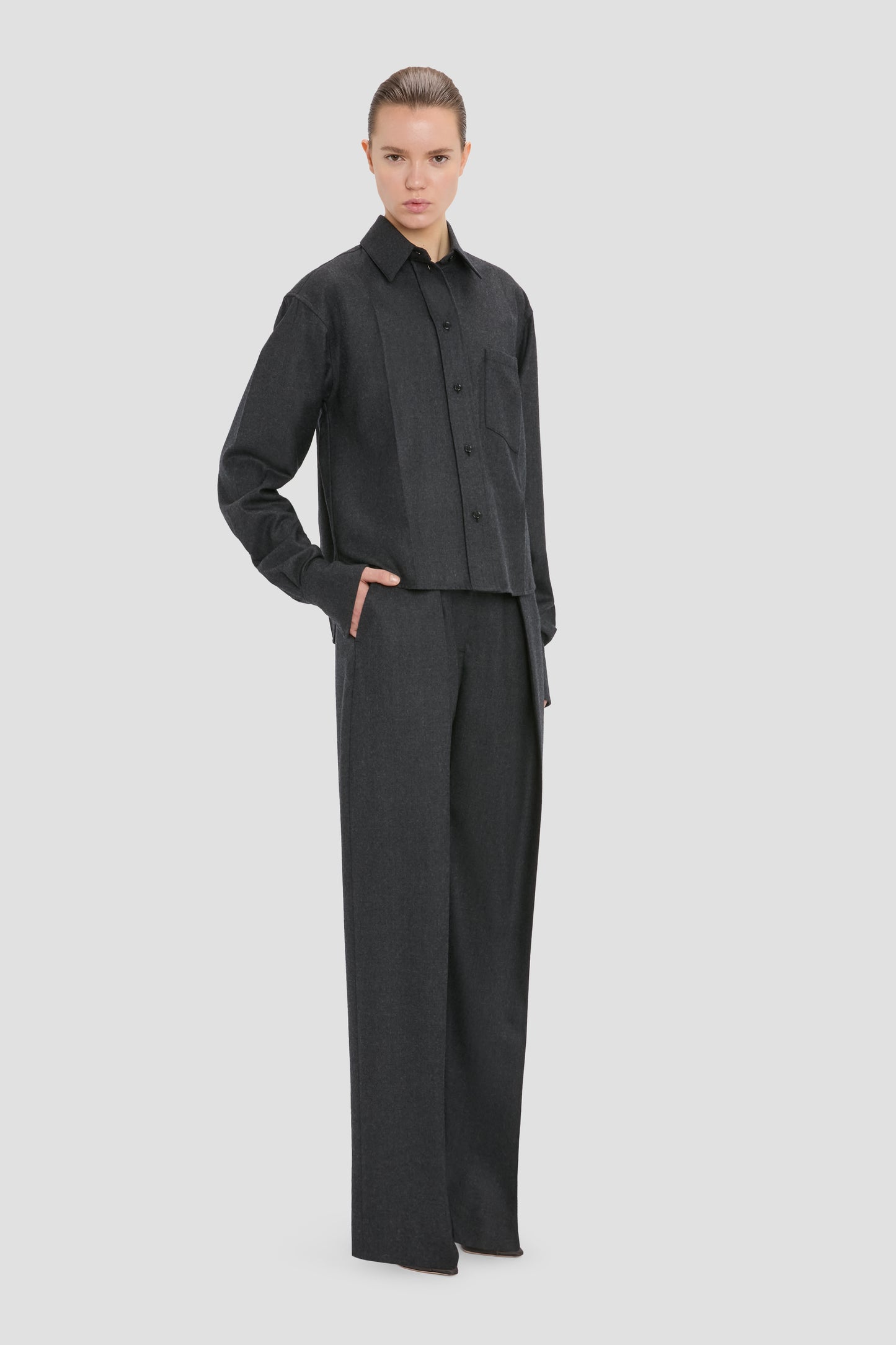 Ellys Shirt In Dark Grey Melange