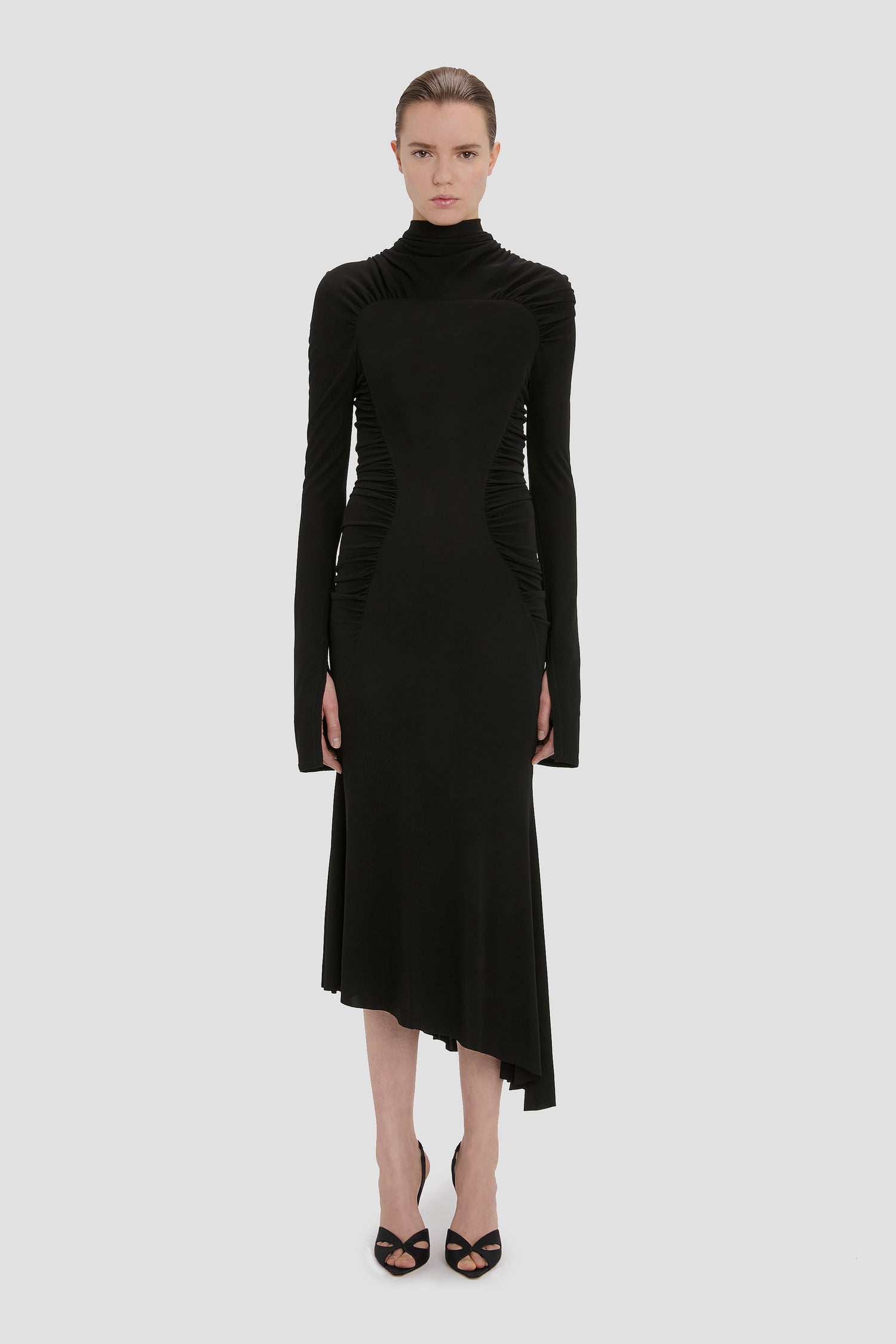 High Neck Midi Dress In Black – Victoria Beckham UK