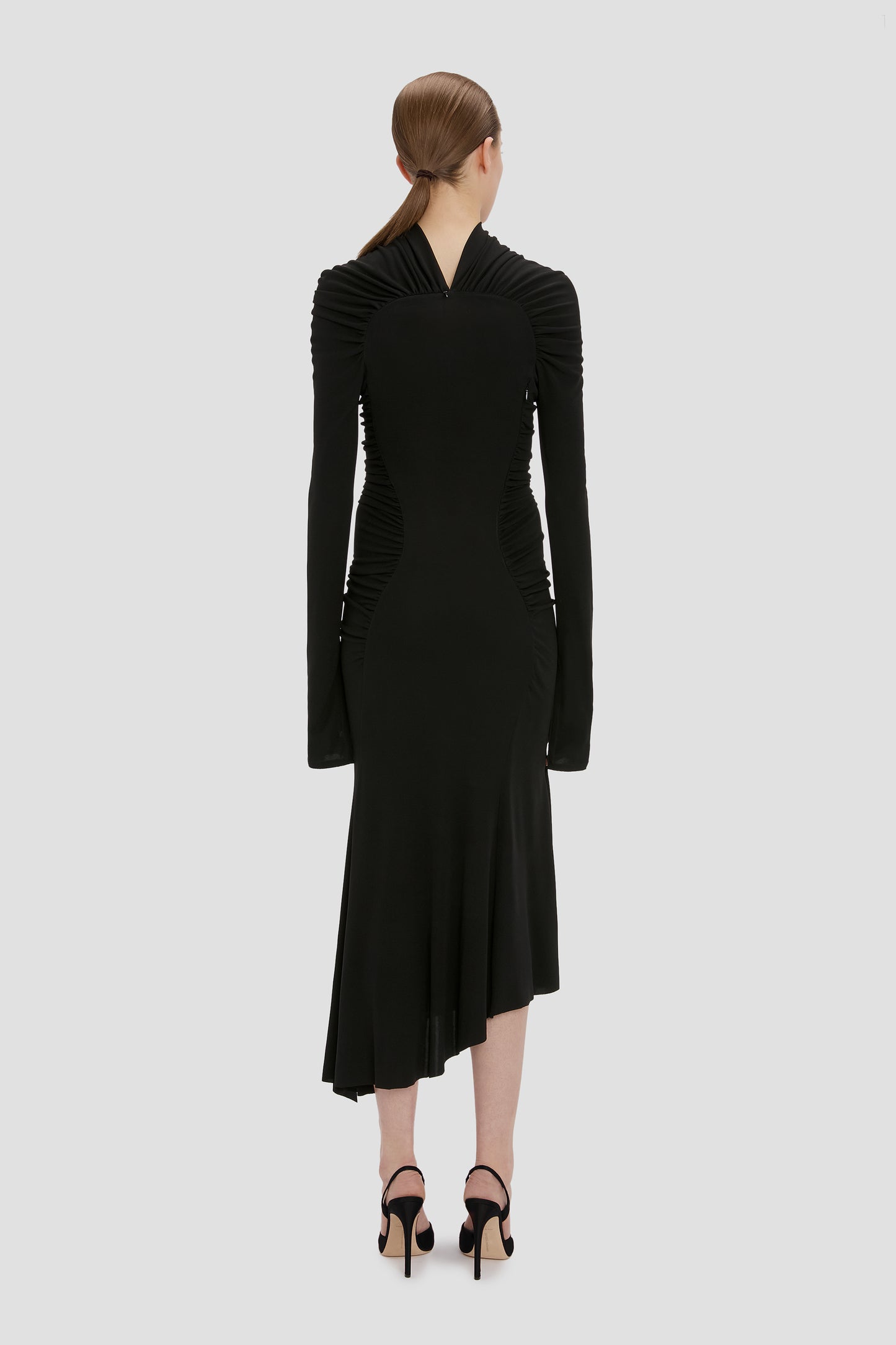 High Neck Midi Dress In Black