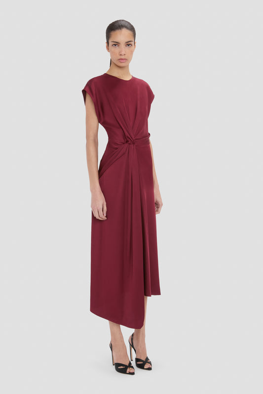 Aria Midi Dress In Burgundy