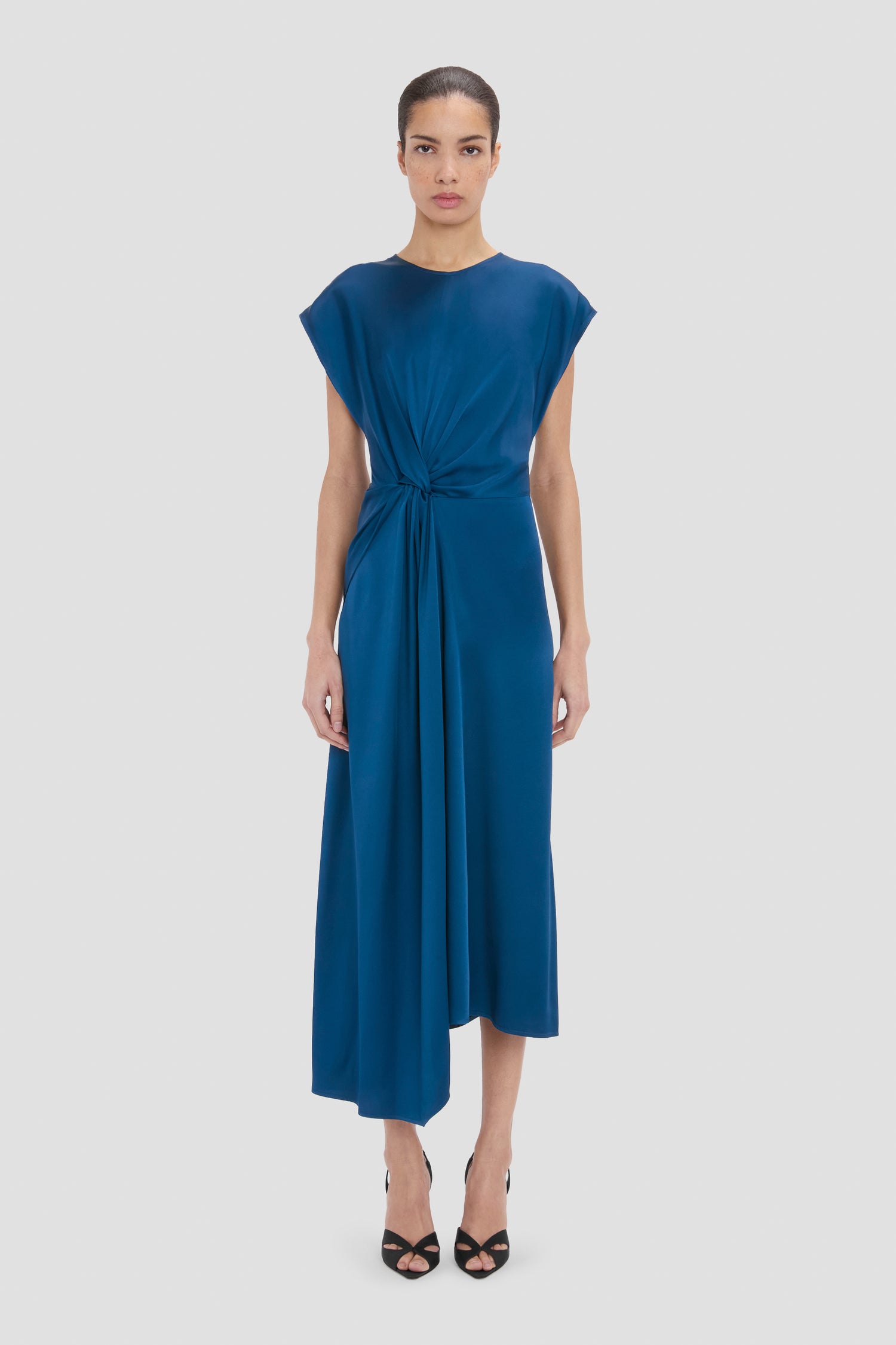 Victoria Beckham Aria Midi Dress In Blue - 8
