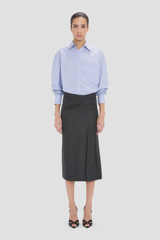 Pressed Skirt In Dark Grey Melange