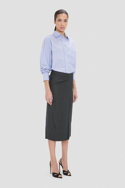 Pressed Skirt In Dark Grey Melange