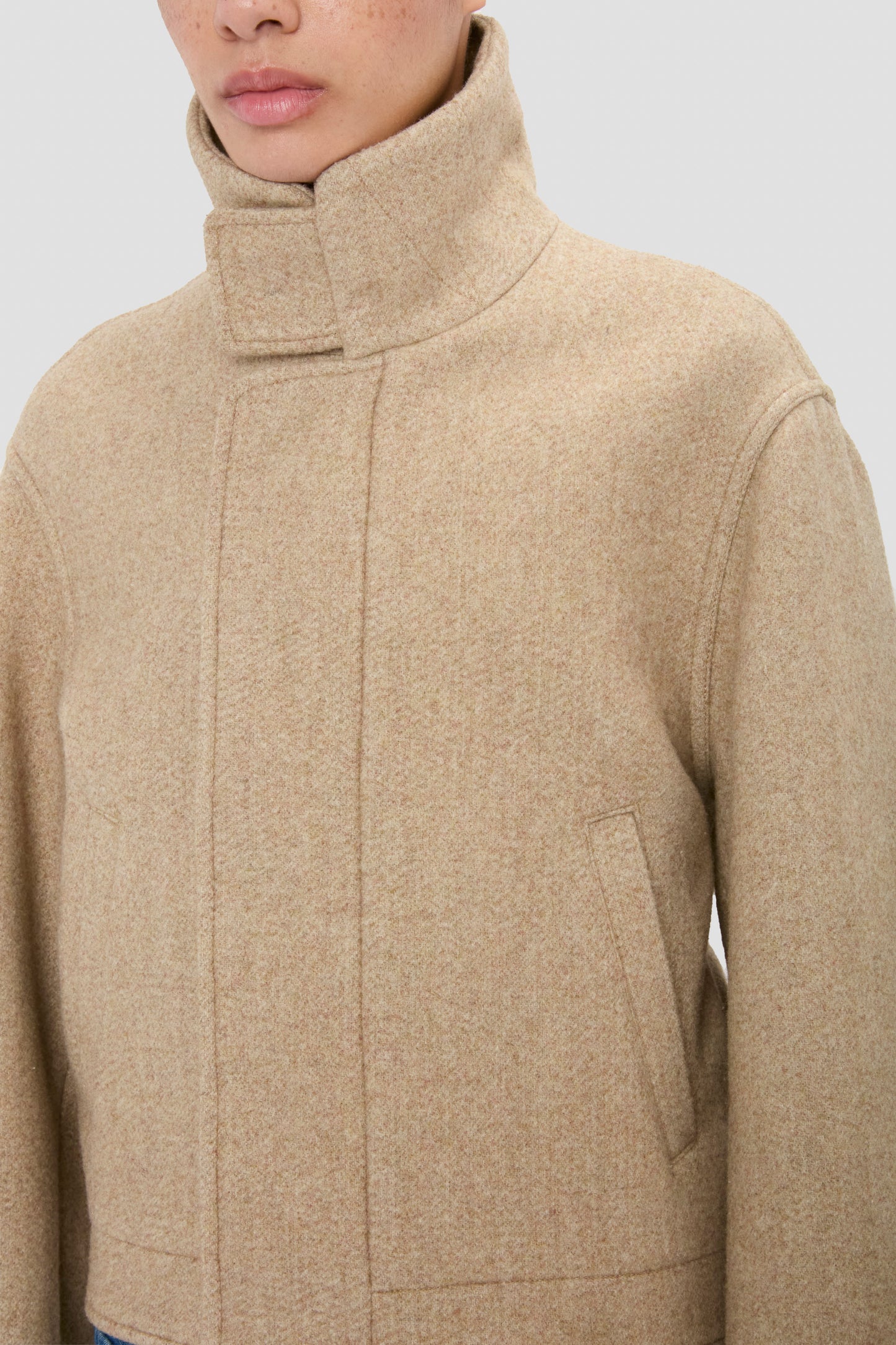 Bomber Jacket In Camel Melange