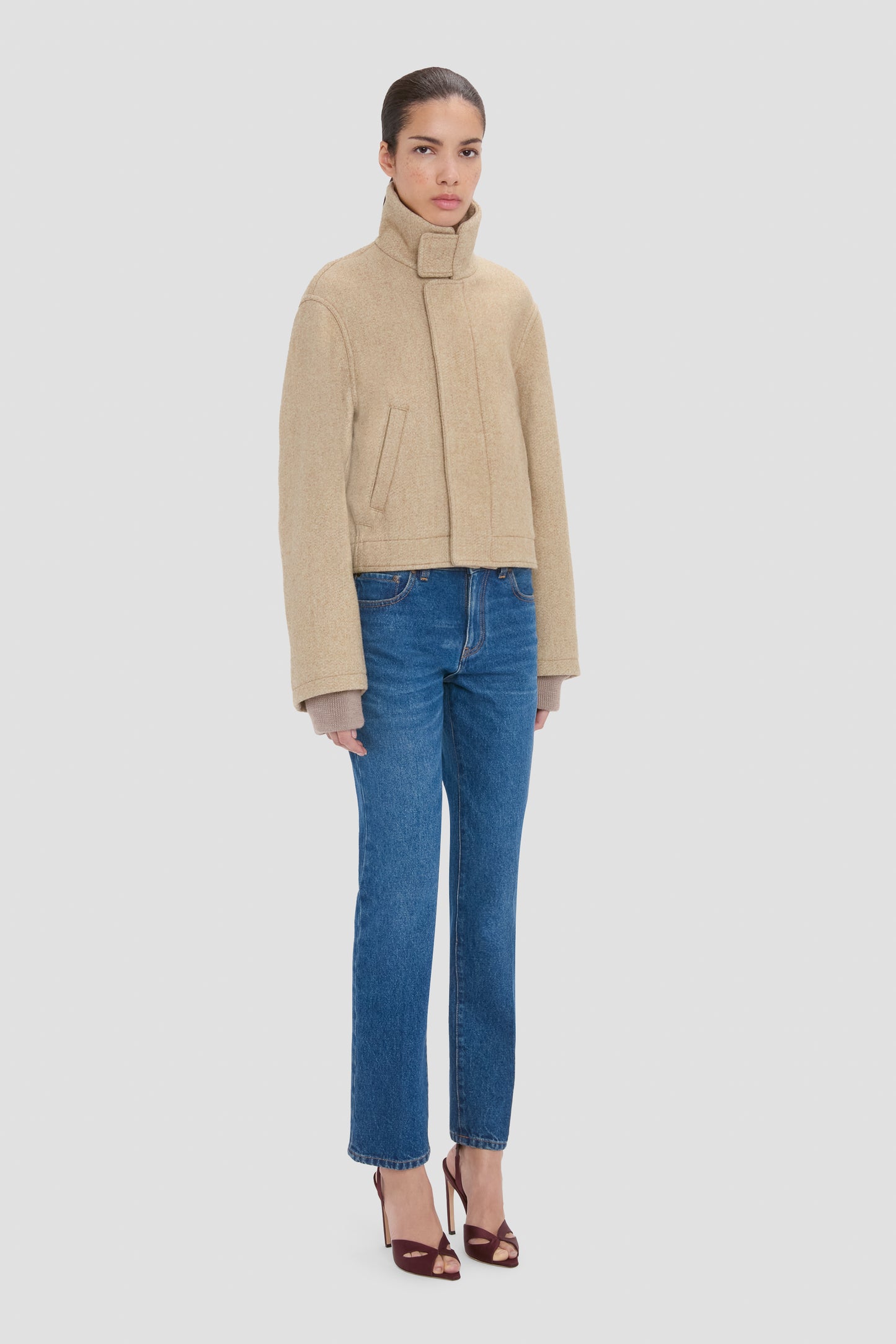 Bomber Jacket In Camel Melange