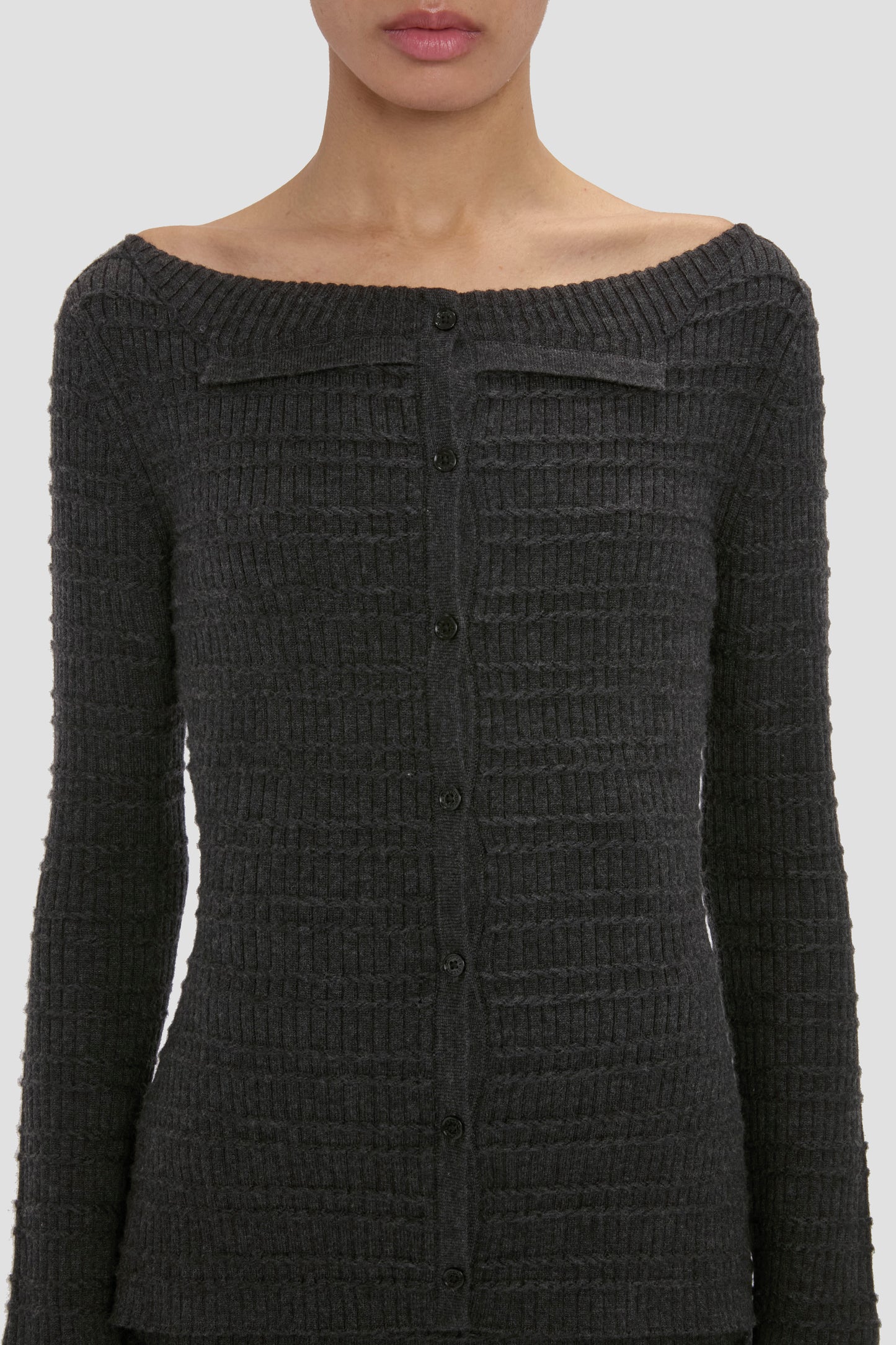 Folded Cardigan In Grey Melange