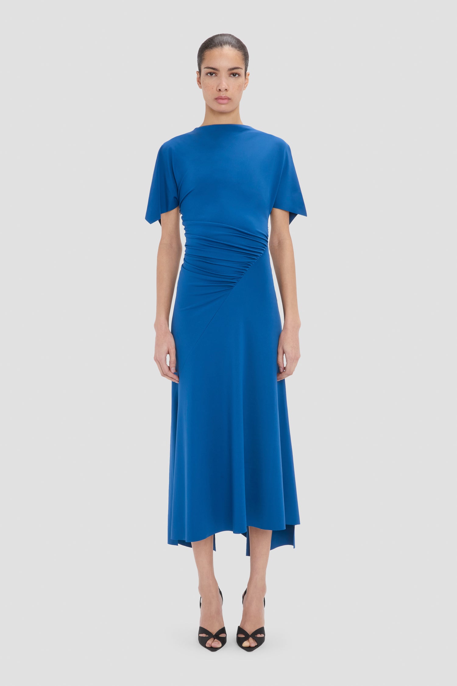 victoria beckham dress blue Crpe satin midi dress in blue - Victoria Beckham