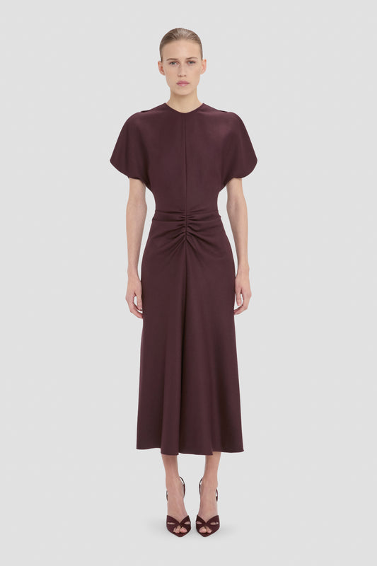 Bela Midi Dress In Dark Burgundy