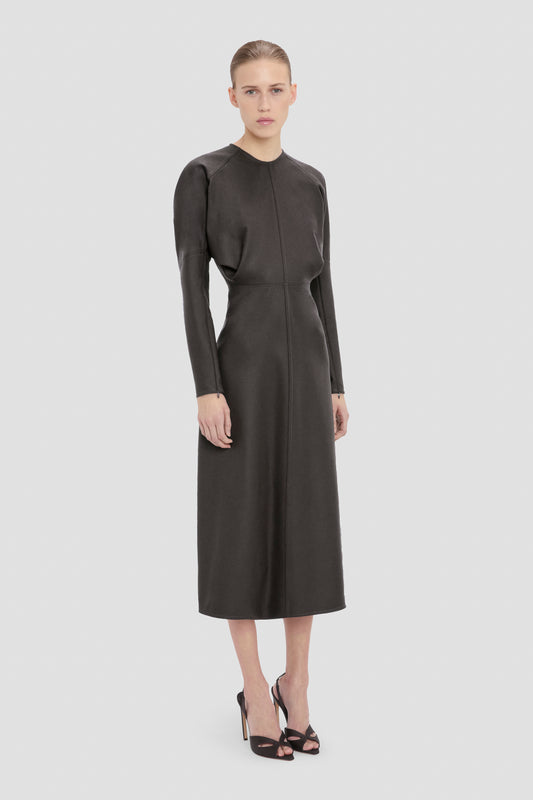 Dolman Midi Dress In Dark Grey Melange