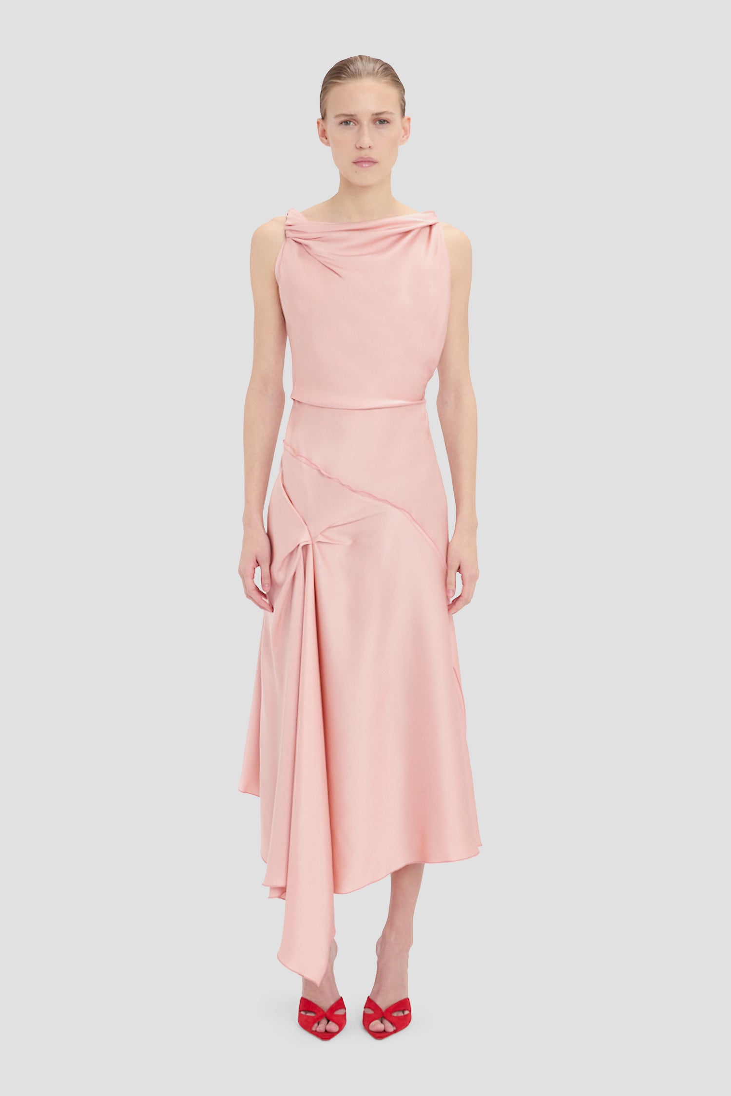 Posy Midi Dress In Dusty Pink Victoria Beckham UK Posy Midi Dress In Dusty Pink Victoria Beckham UK