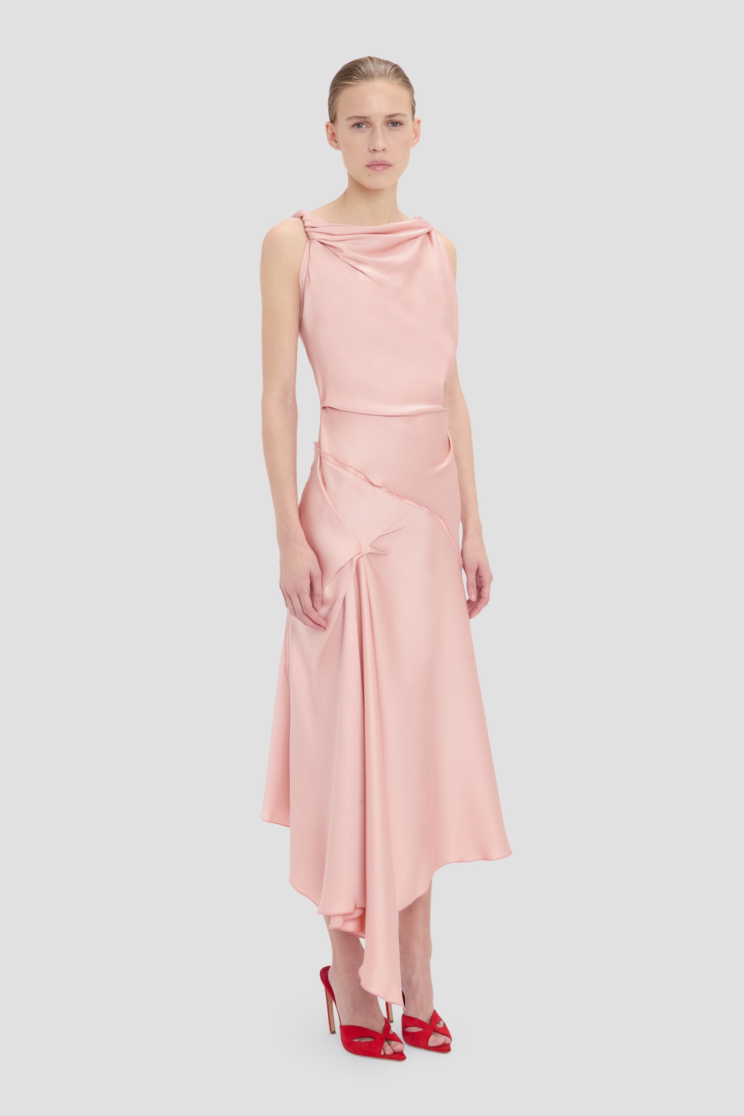 Posy Midi Dress In Dusty Pink