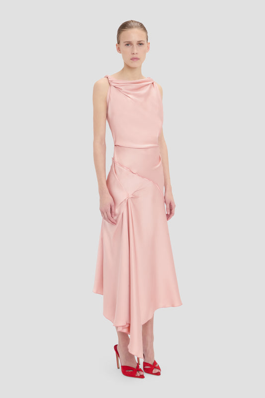 dusty pink midi dress Victoria Beckham Posy Midi Dress In Dusty Pink - 10