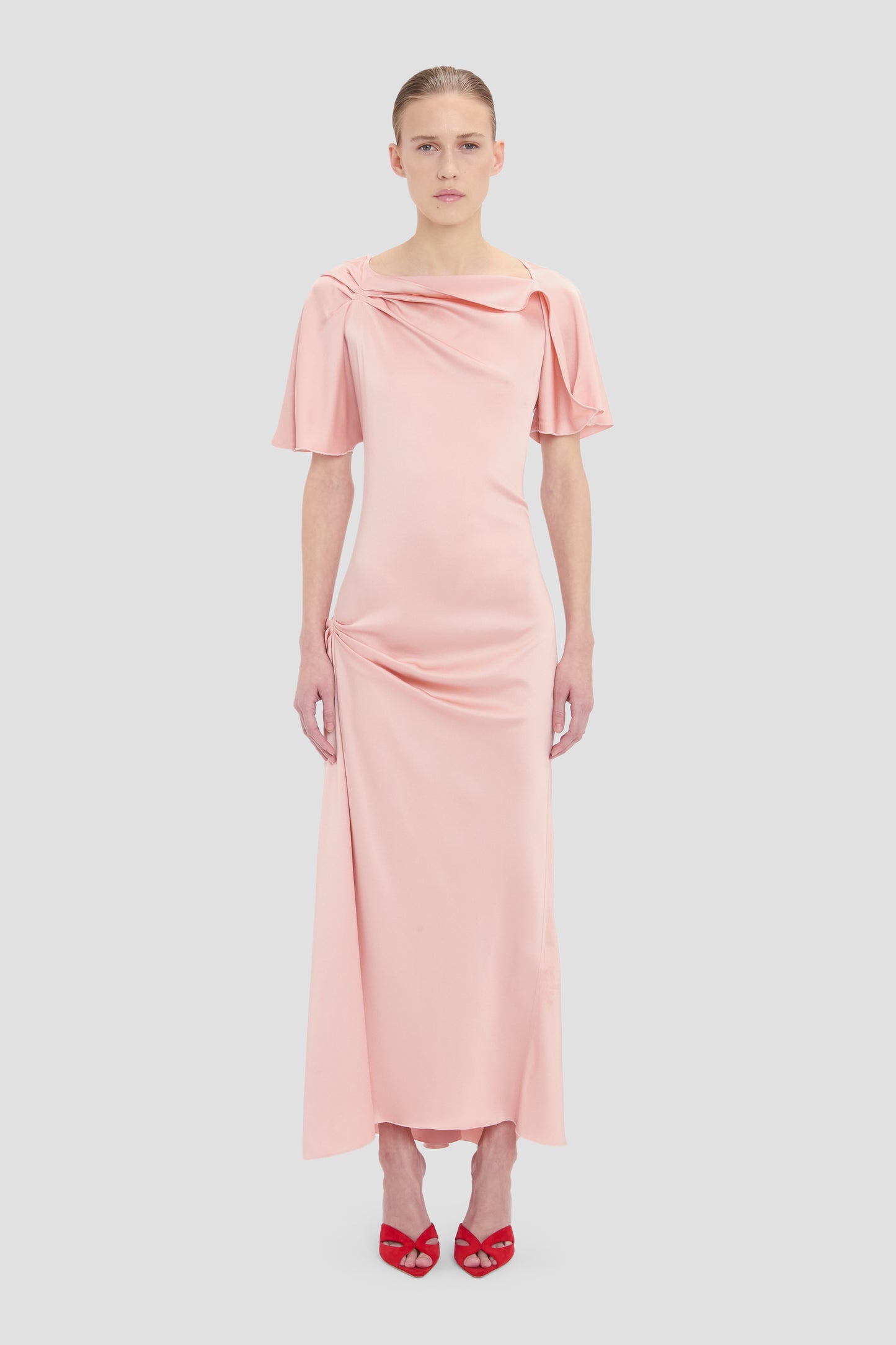 Cap Sleeve Dress In Dusty Pink