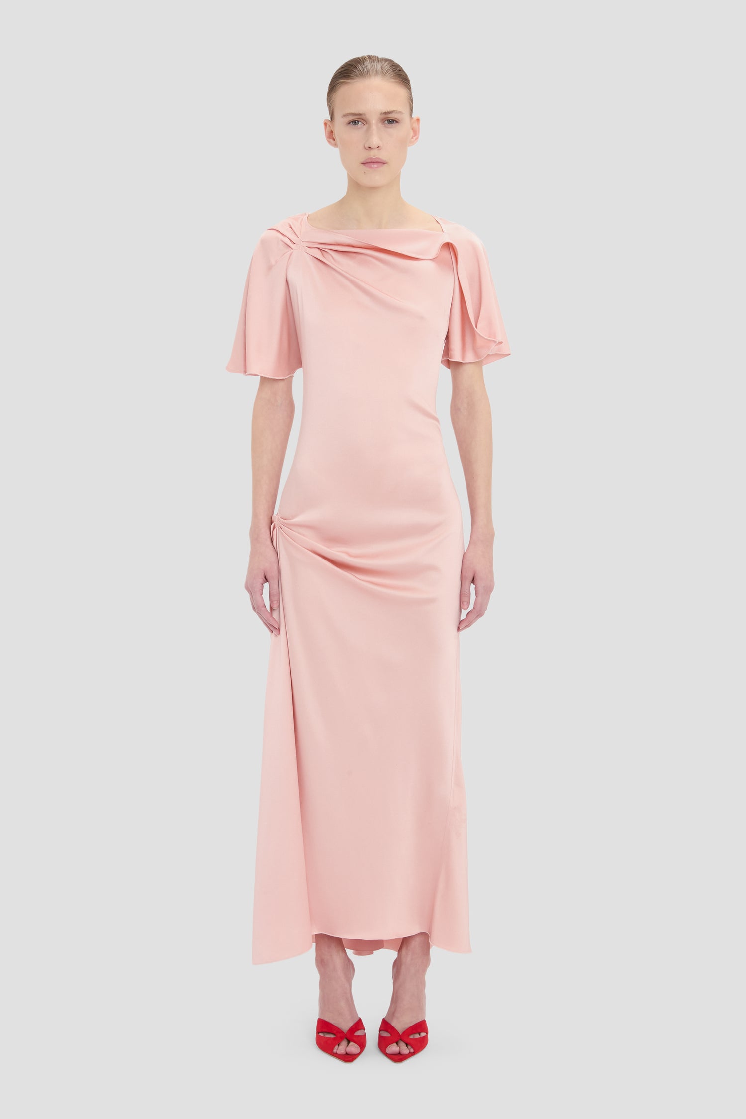 Cap Sleeve Dress In Dusty Pink Victoria Beckham UK Cap Sleeve Dress In Dusty Pink Victoria Beckham UK