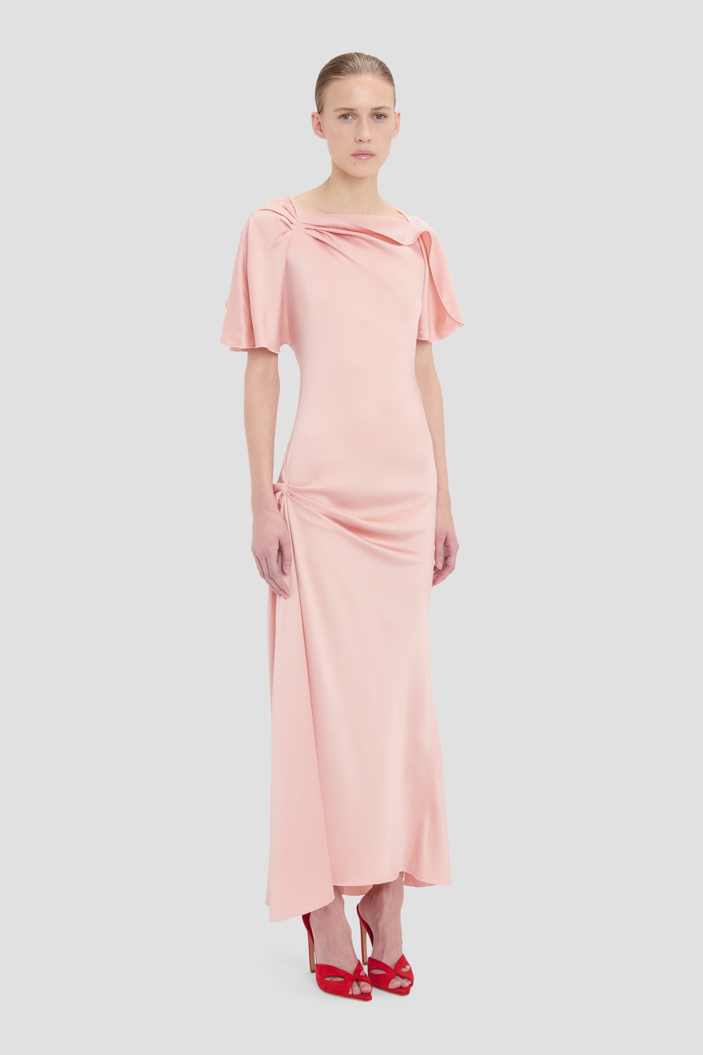 Cap Sleeve Dress In Dusty Pink