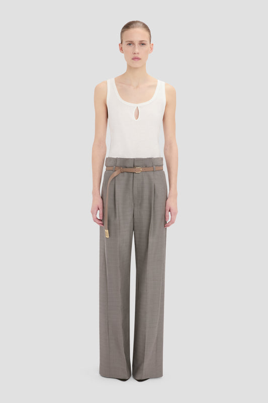Pleated Waist Trouser In Nickel