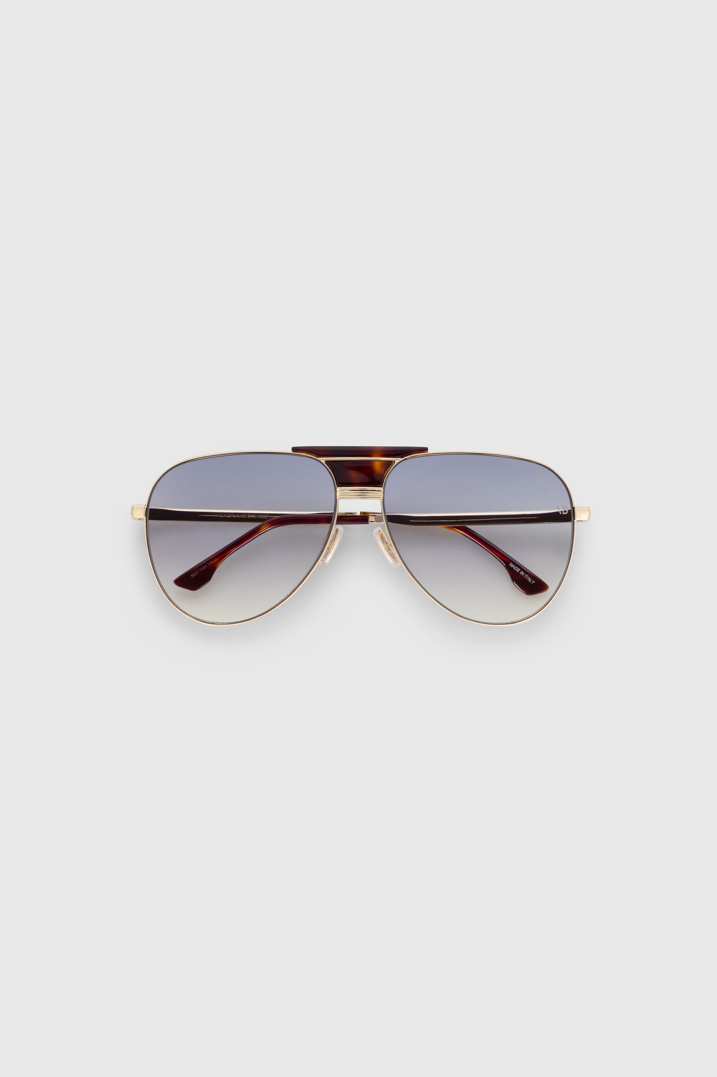Oversized Metal And Acetate Pilot Frame In Gold Havana