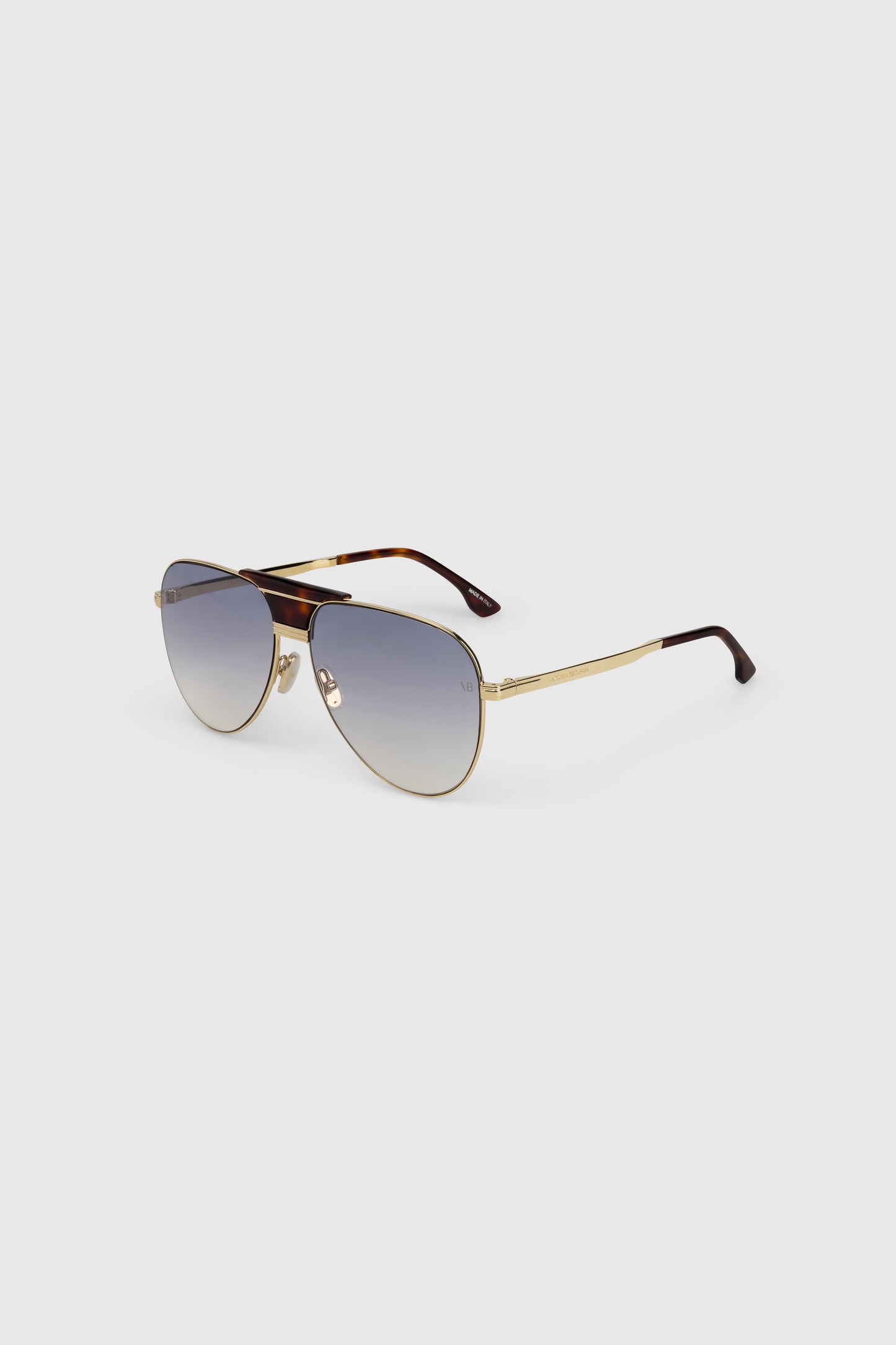 Oversized Metal And Acetate Pilot Frame In Gold Havana