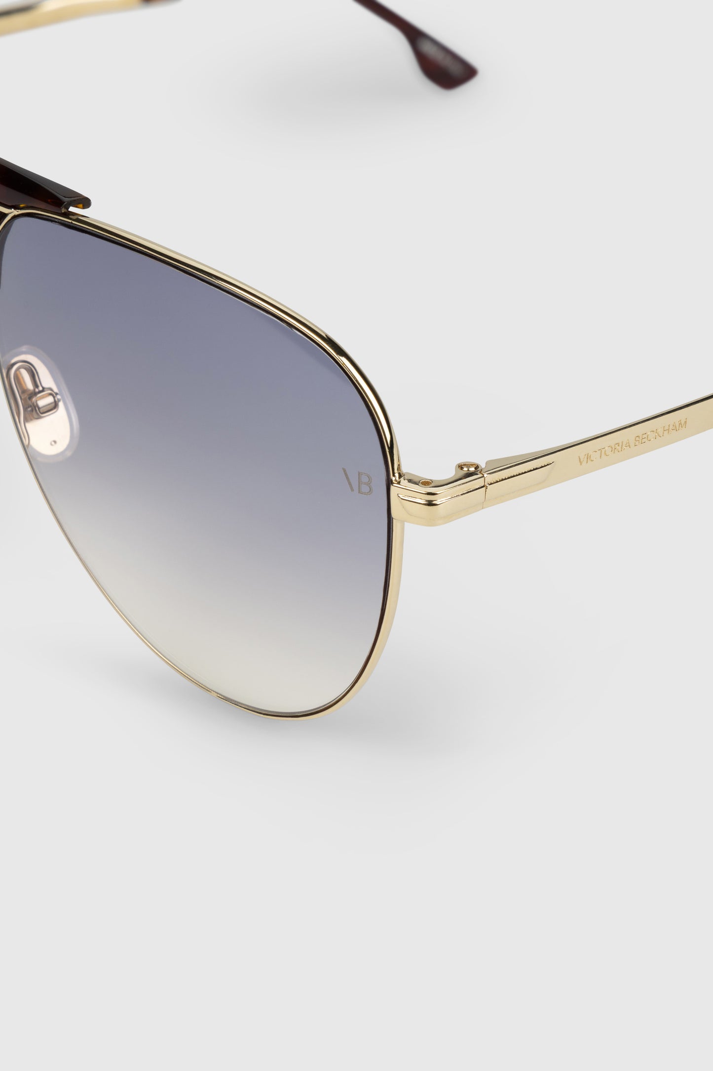 Oversized Metal And Acetate Pilot Frame In Gold Havana