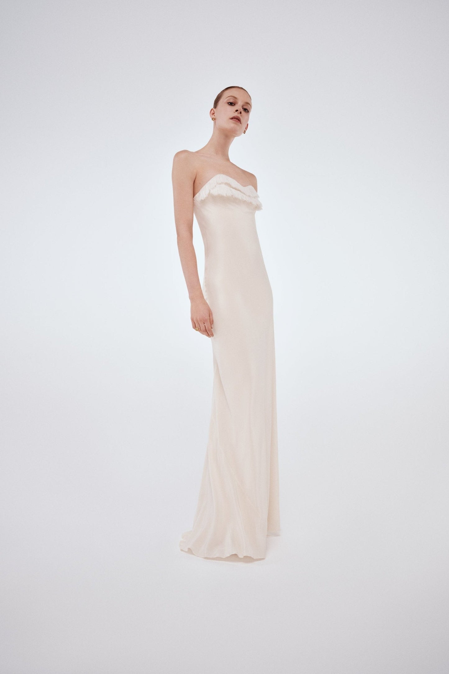 Floor-Length Corset Detail Gown In Ivory
