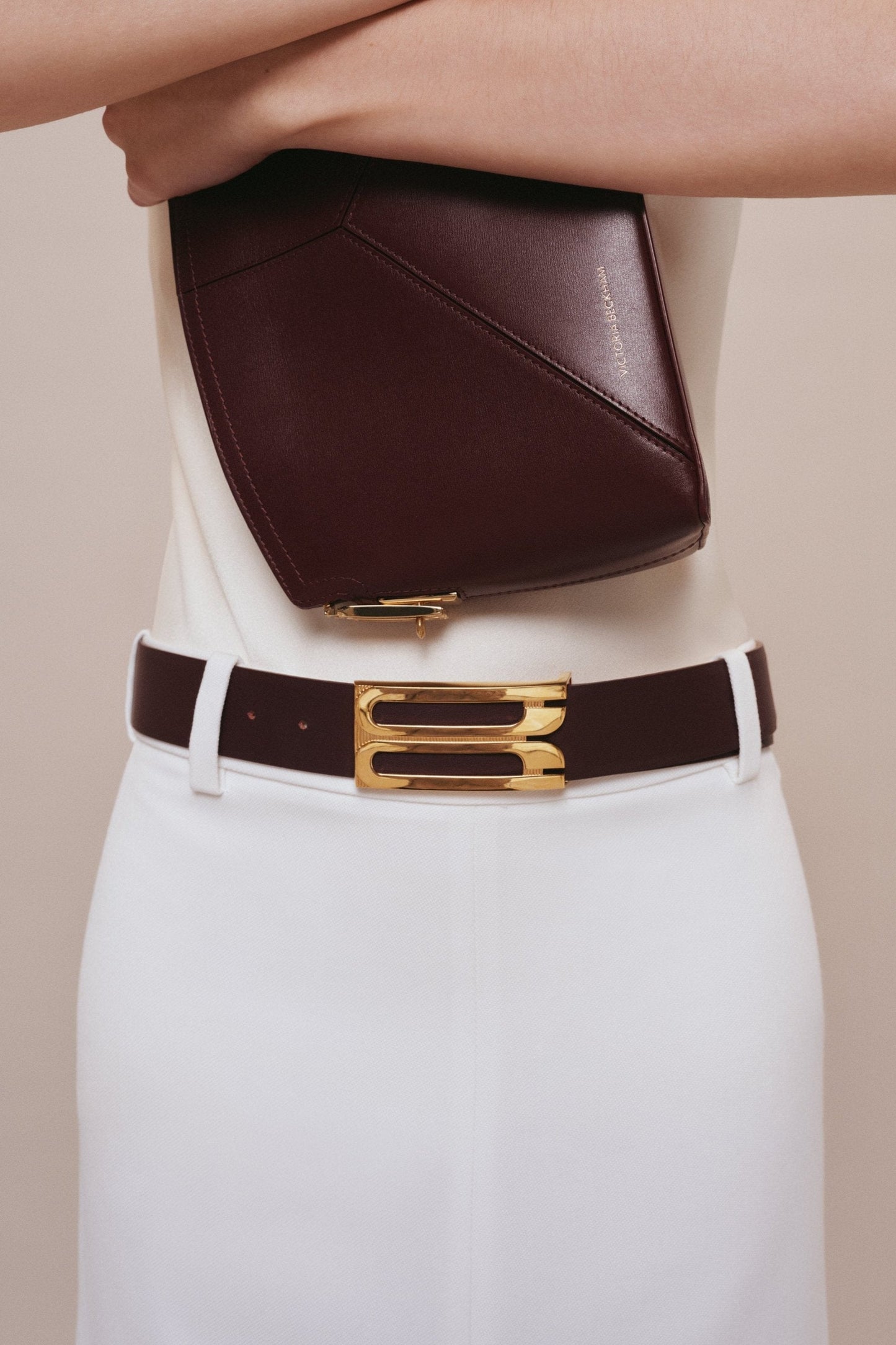 Jumbo Frame Belt In Burgundy Leather Victoria Beckham UK