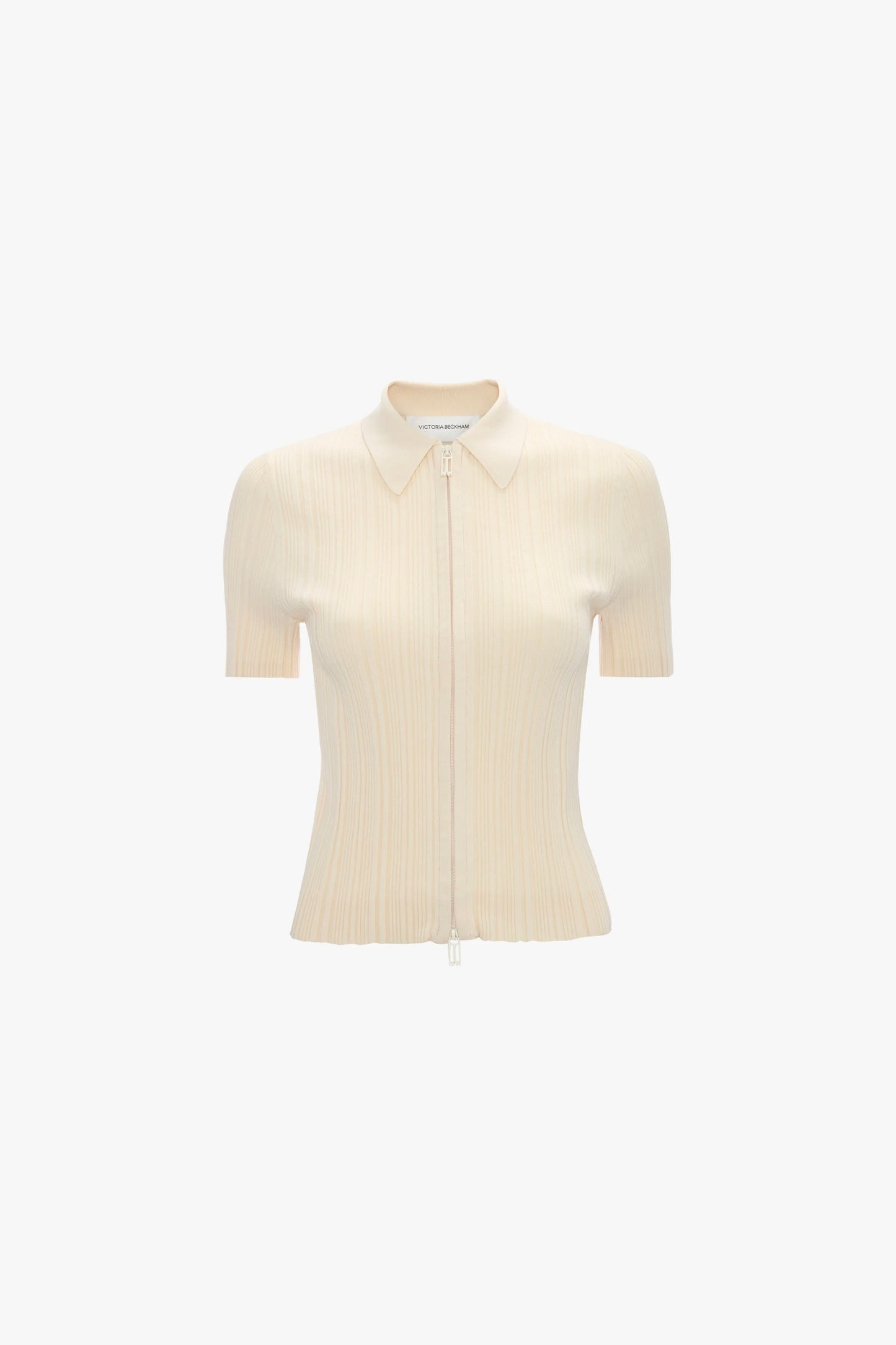 Ribbed Polo Top In Elderflower