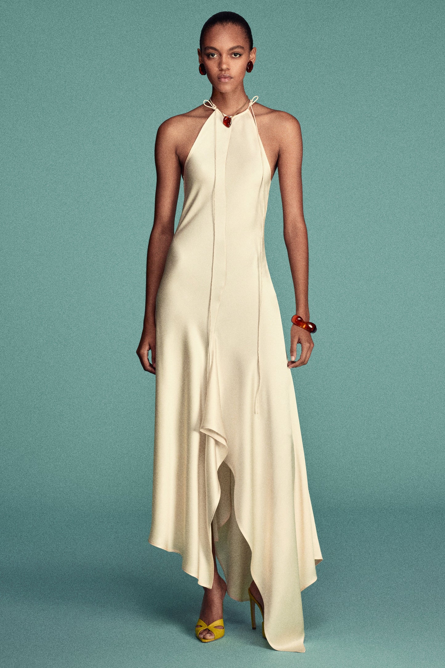 Halter Neck Midi Dress In Elderflower