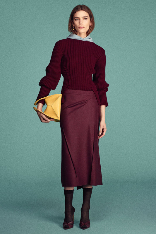 Pressed Skirt In Dark Burgundy