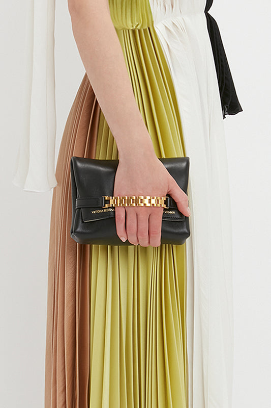 Asymmetric Pleated V-Neck Dress In Ivory-Multi