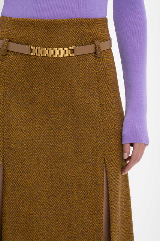 Double Layer Slit Skirt In Caramel