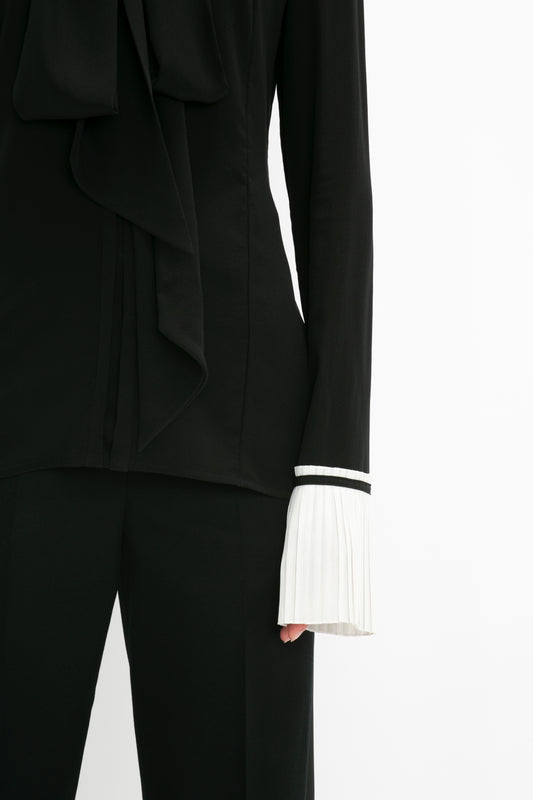 Pleat Cuff Blouse In Black