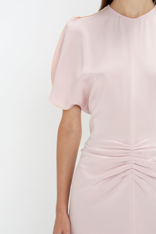 Gathered Waist Midi Dress In Blush