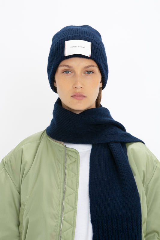 Exclusive Logo Patch Beanie In Navy