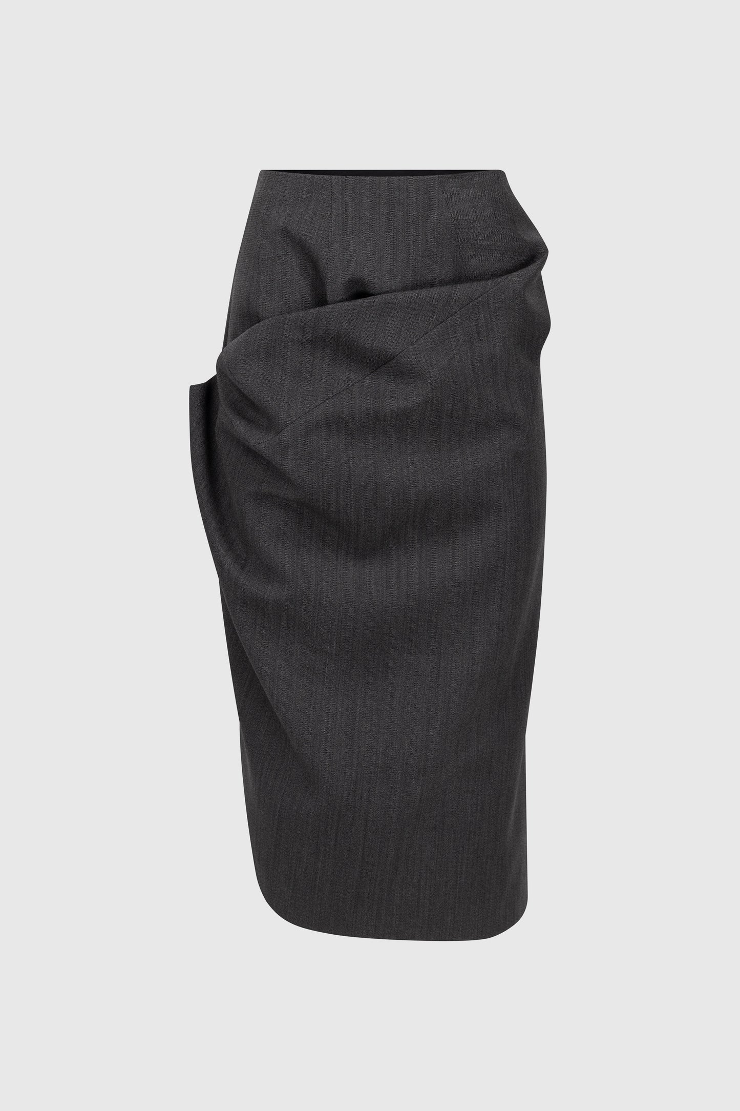 Asymmetric Skirt In Dark Grey Melange