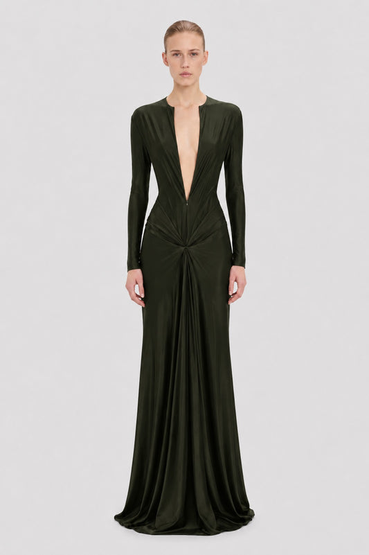 Aida Gown In Dark Green