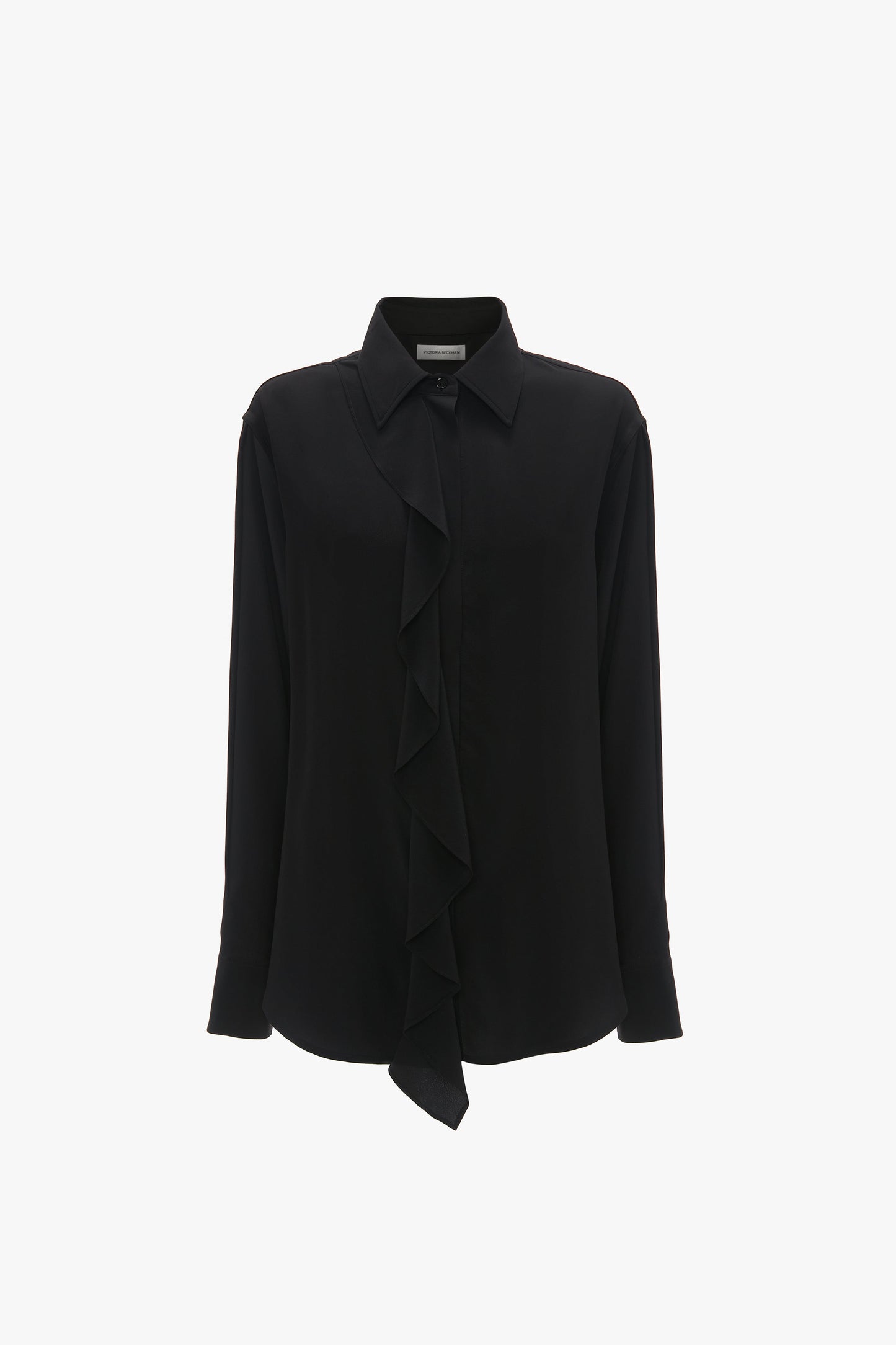 Asymmetric Ruffle Blouse In Black
