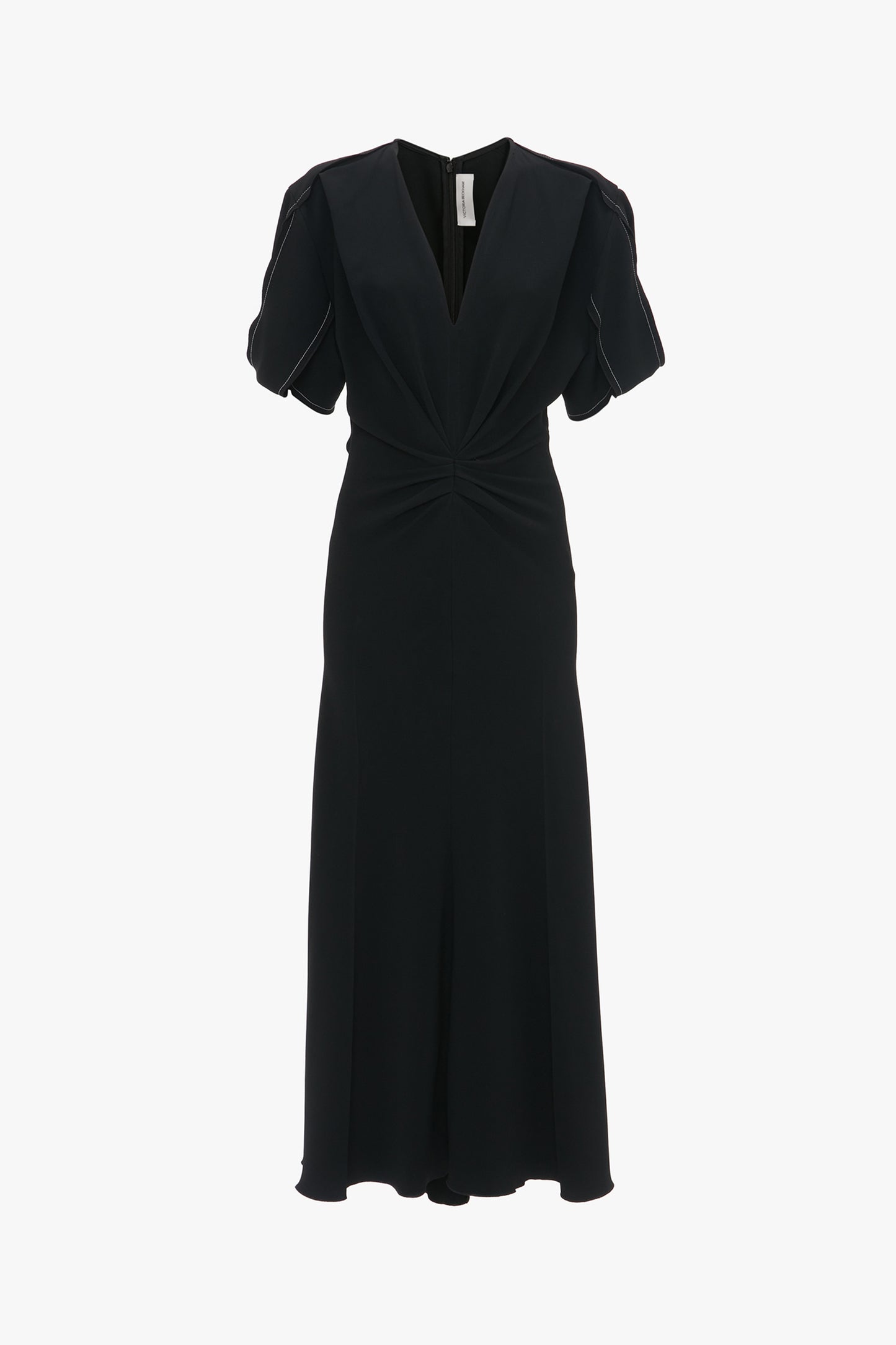 Eva V-Neck Midi Dress In Black