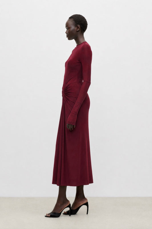 Frances Midi Dress In Burgundy