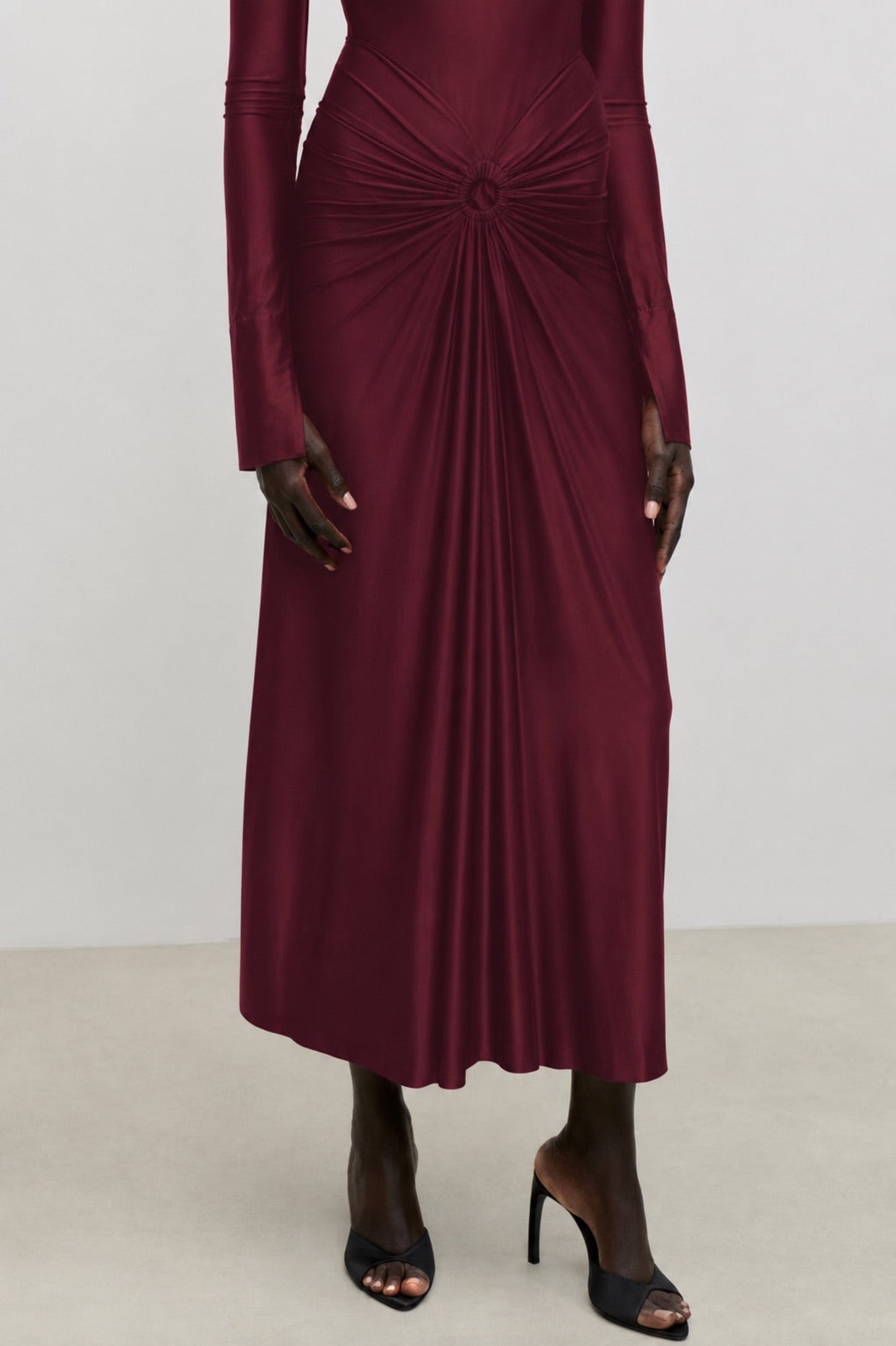 Frances Midi Dress In Burgundy