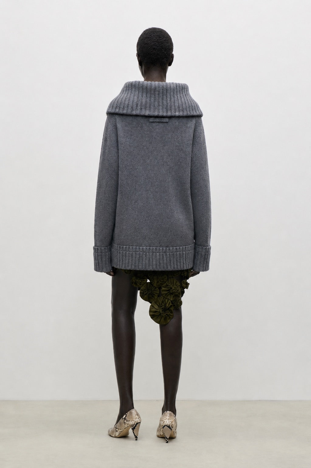 Wide Collar Jumper In Dark Grey