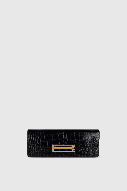 Dorian East-West Clutch Croc Embossed Leather