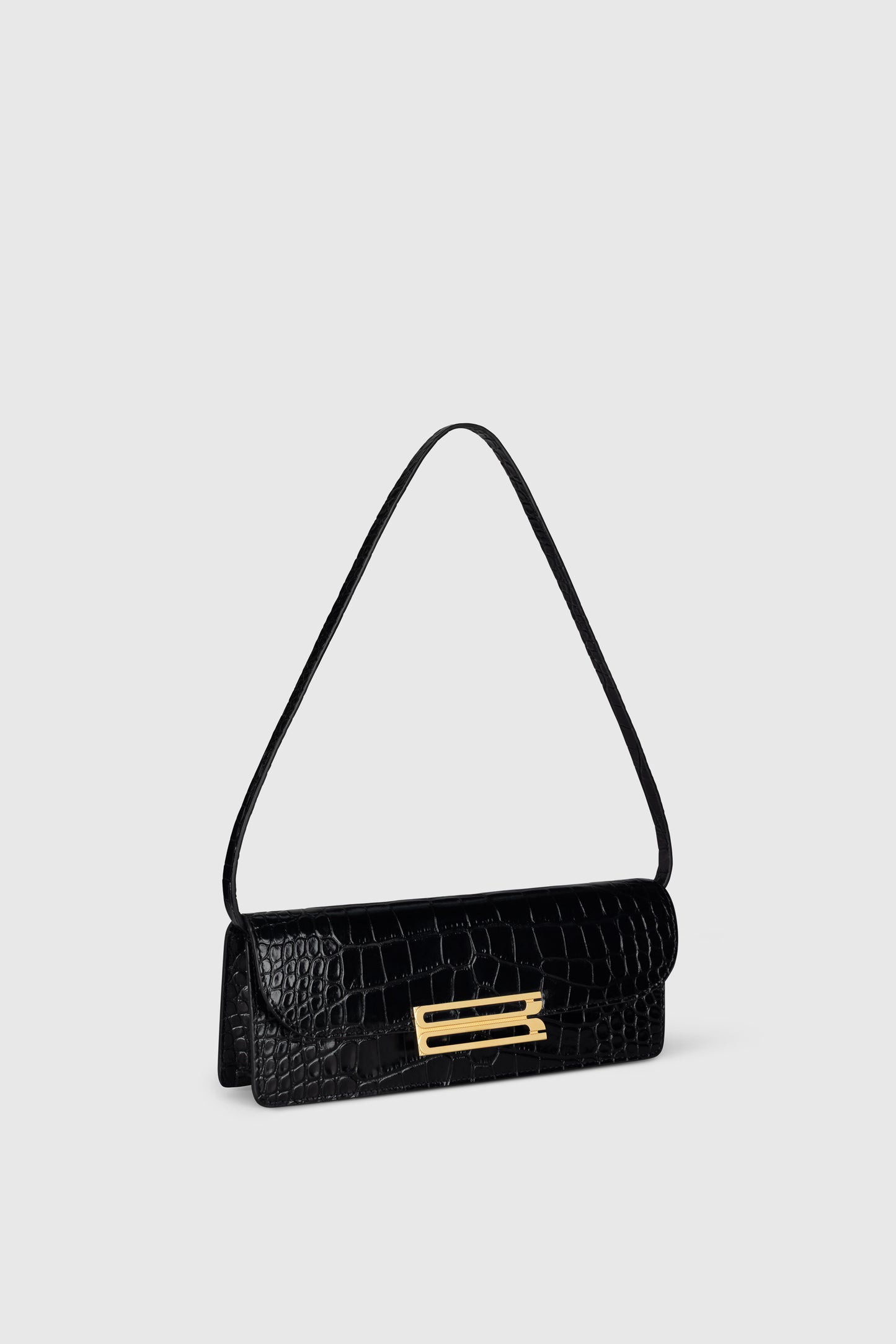 Dorian East-West Clutch Croc Embossed Leather