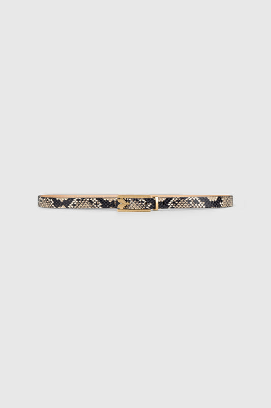 Dorian Pin-Buckle Belt Micro 15mm Snake Print Leather